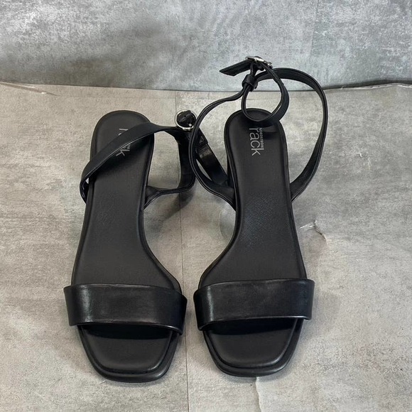 Nordstrom Rack Women's Black Faux-Leather Landry Square-Toe Heeled Sandals SZ9.5 - Picture 5 of 13
